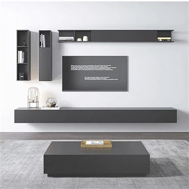 Svartur vegghengdur sjónvarpsskápur