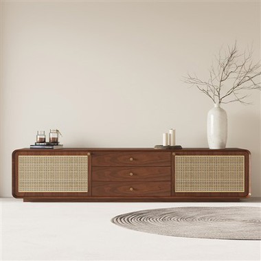 Tré Rattan sjónvarpsskápur